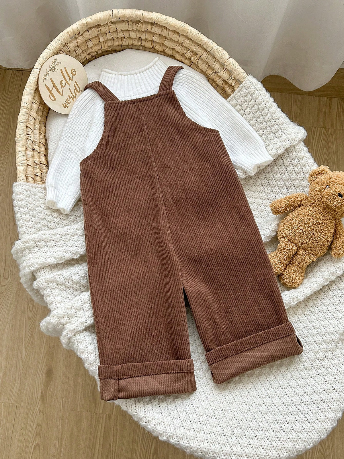 Baby Girls' 3D Plush Bear & Bow Overall Jumpsuit