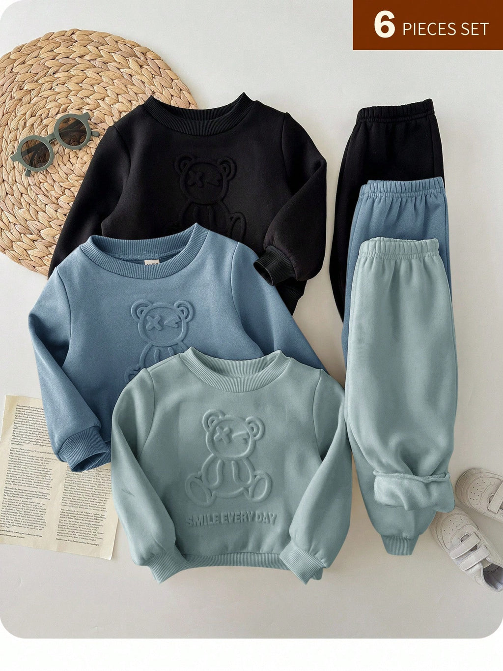 Ensemble pantalon taille élastique et sweat-shirt tricoté pour bébé garçon