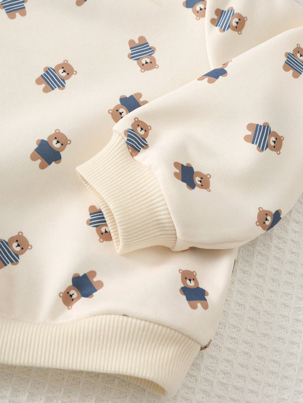 Ensemble Salopette et Sweat-shirt en Maille avec Oursons Cozy Pixies pour Bébé Garçon Kaki
