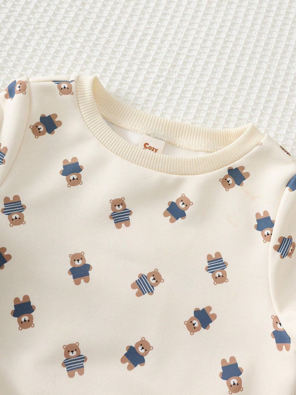 Ensemble Salopette et Sweat-shirt en Maille avec Oursons Cozy Pixies pour Bébé Garçon Kaki