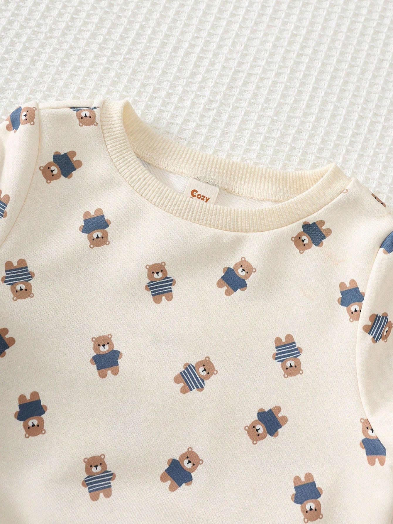 Ensemble Salopette et Sweat-shirt en Maille avec Oursons Cozy Pixies pour Bébé Garçon Kaki