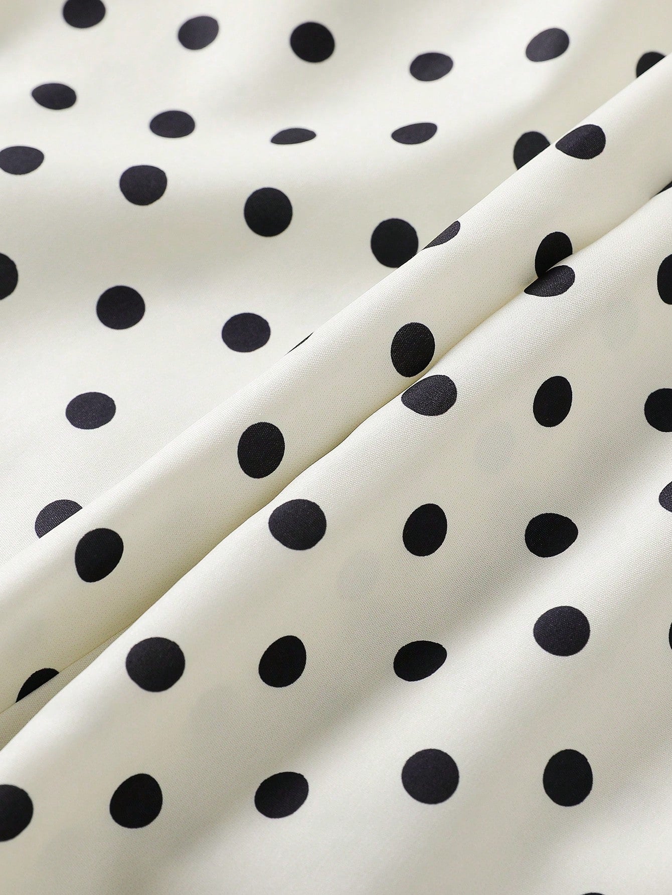 SHEIN Tween Girl Metal Flower Button Short Petal Sleeve Black And White Polka Dot Top And Pants 2pcs Set Party Summer Twee White