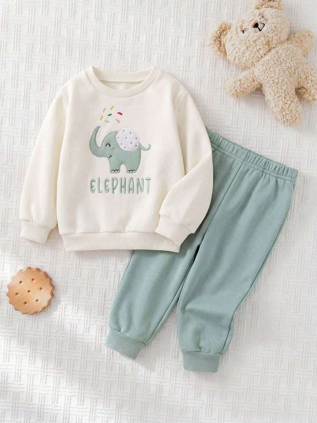 Ensemble pull et pantalon en molleton pour bébé garçon avec dessin animé d'ours Cozy Pixies Multicolore