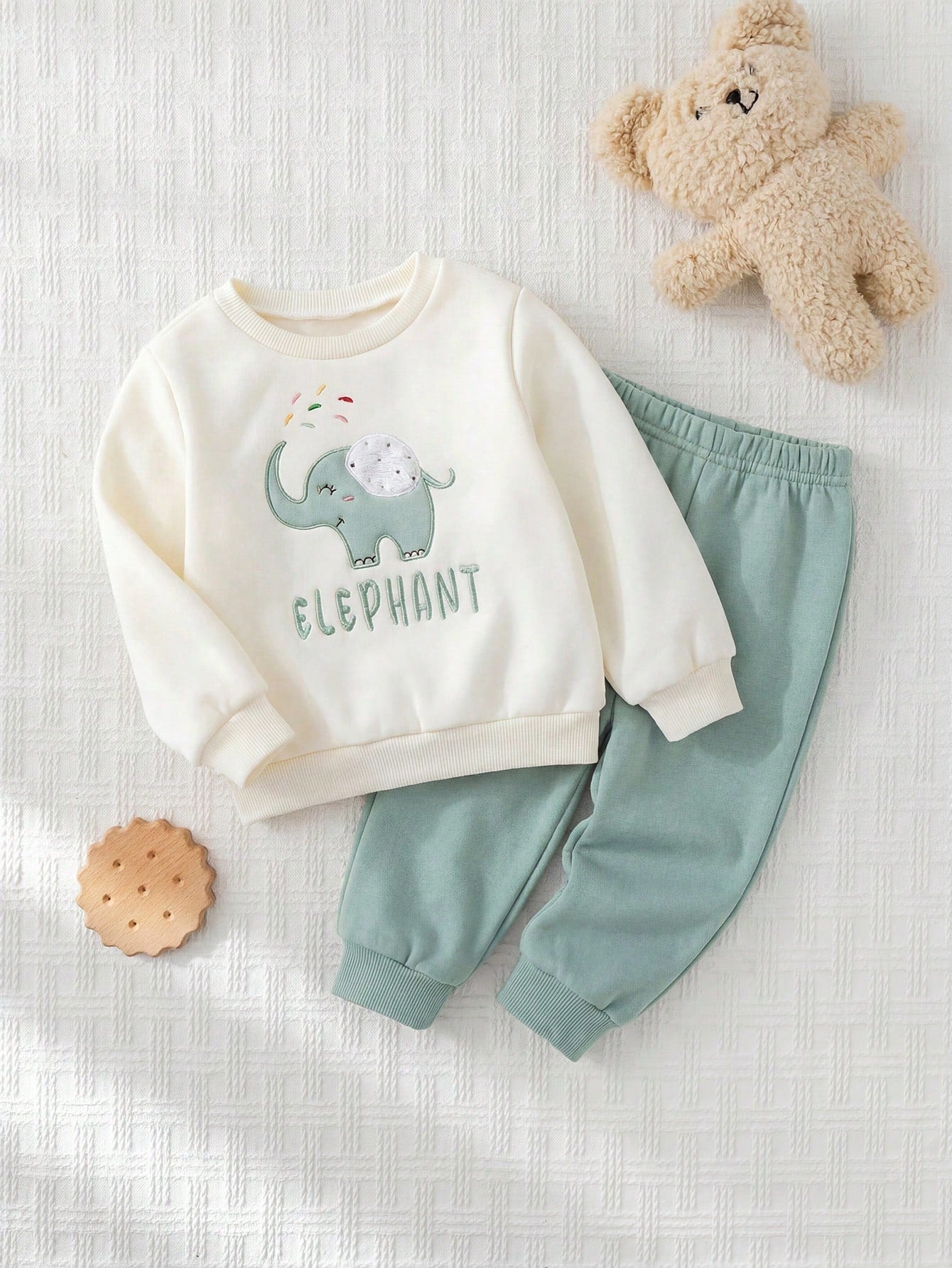 Ensemble pull et pantalon en molleton pour bébé garçon avec dessin animé d'ours Cozy Pixies Multicolore