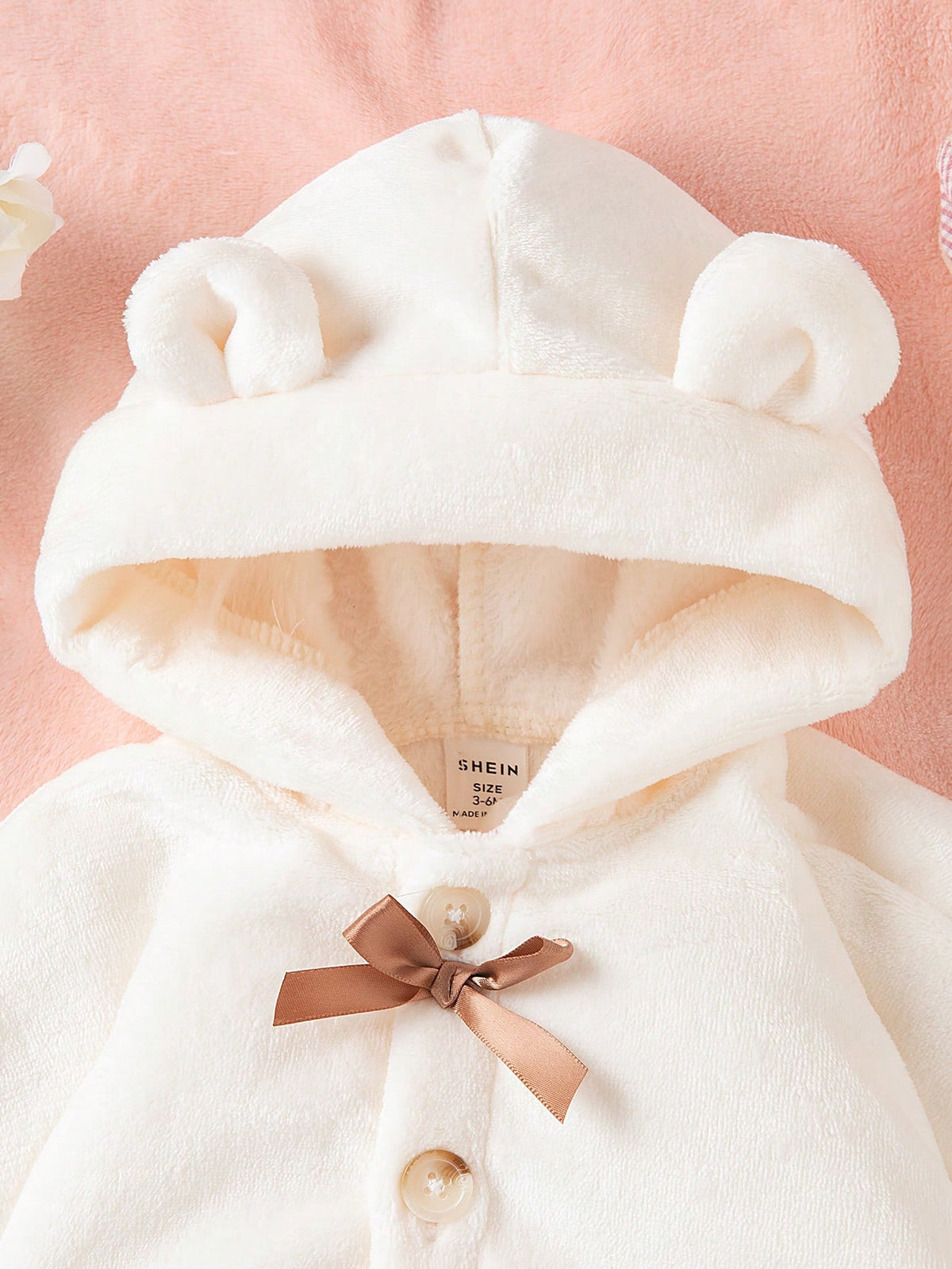 Baby Girl Furry Hooded Cape Jacket - Apricot