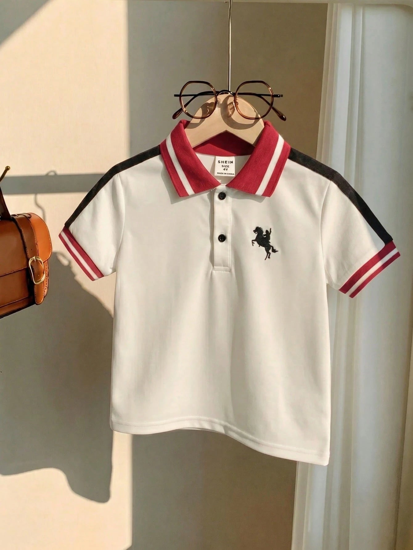 Polo Garçon Imprimé Graphique Manches Contrastées