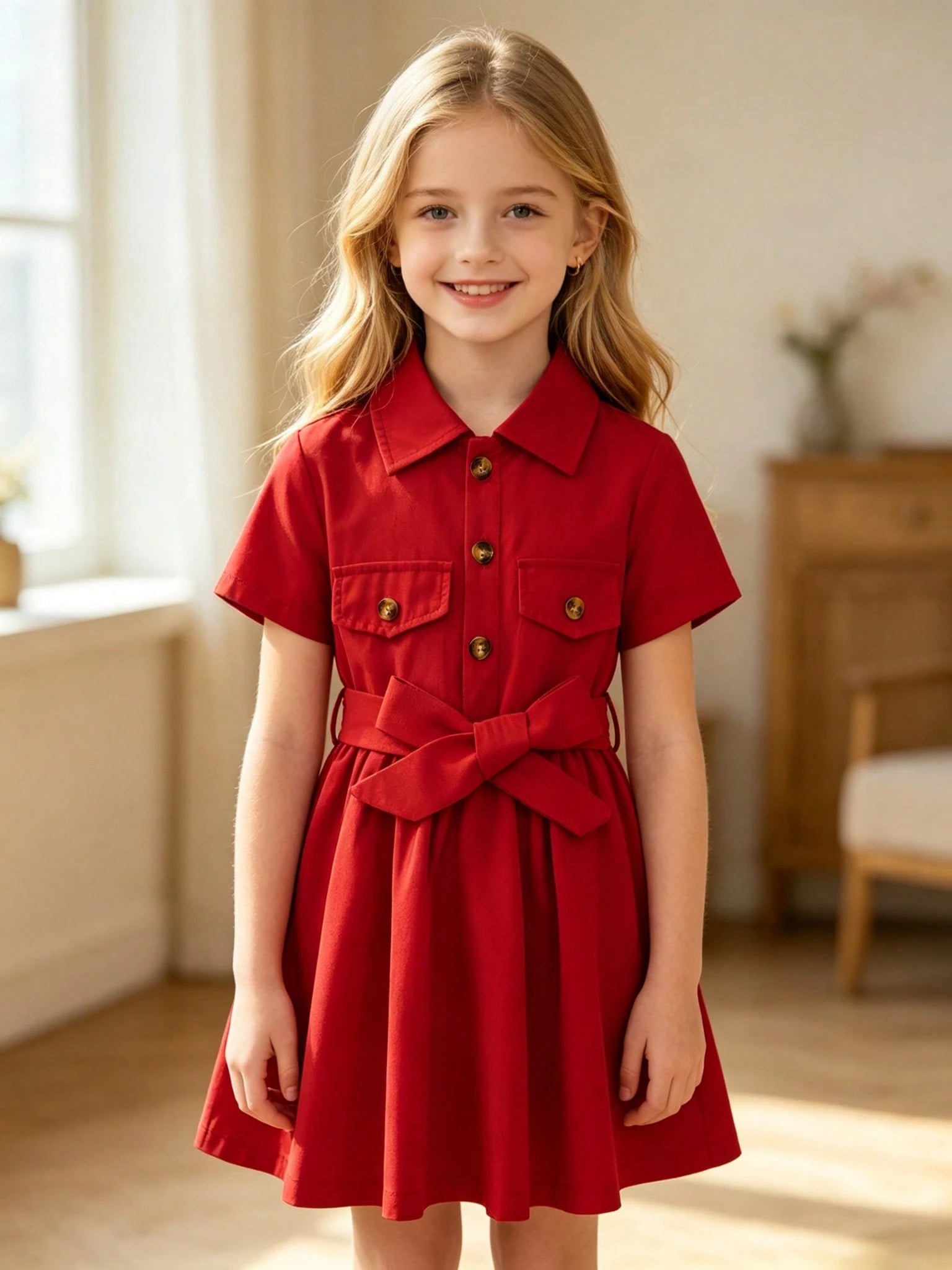 Robe Chemise Fille Princesse Col Revers