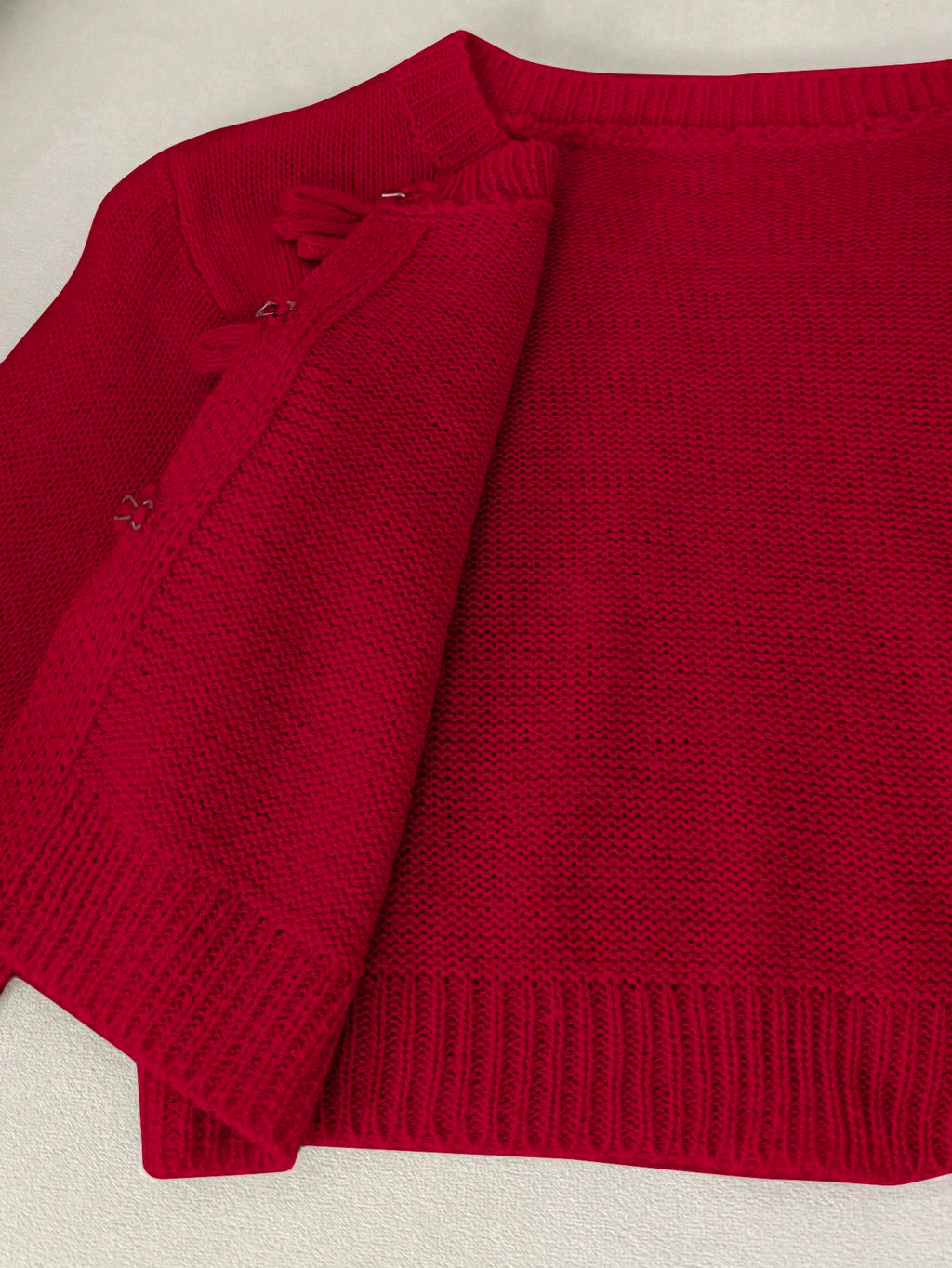 LMoss Kids Young Girl Pink Bow Knit Sweater - Burgundy