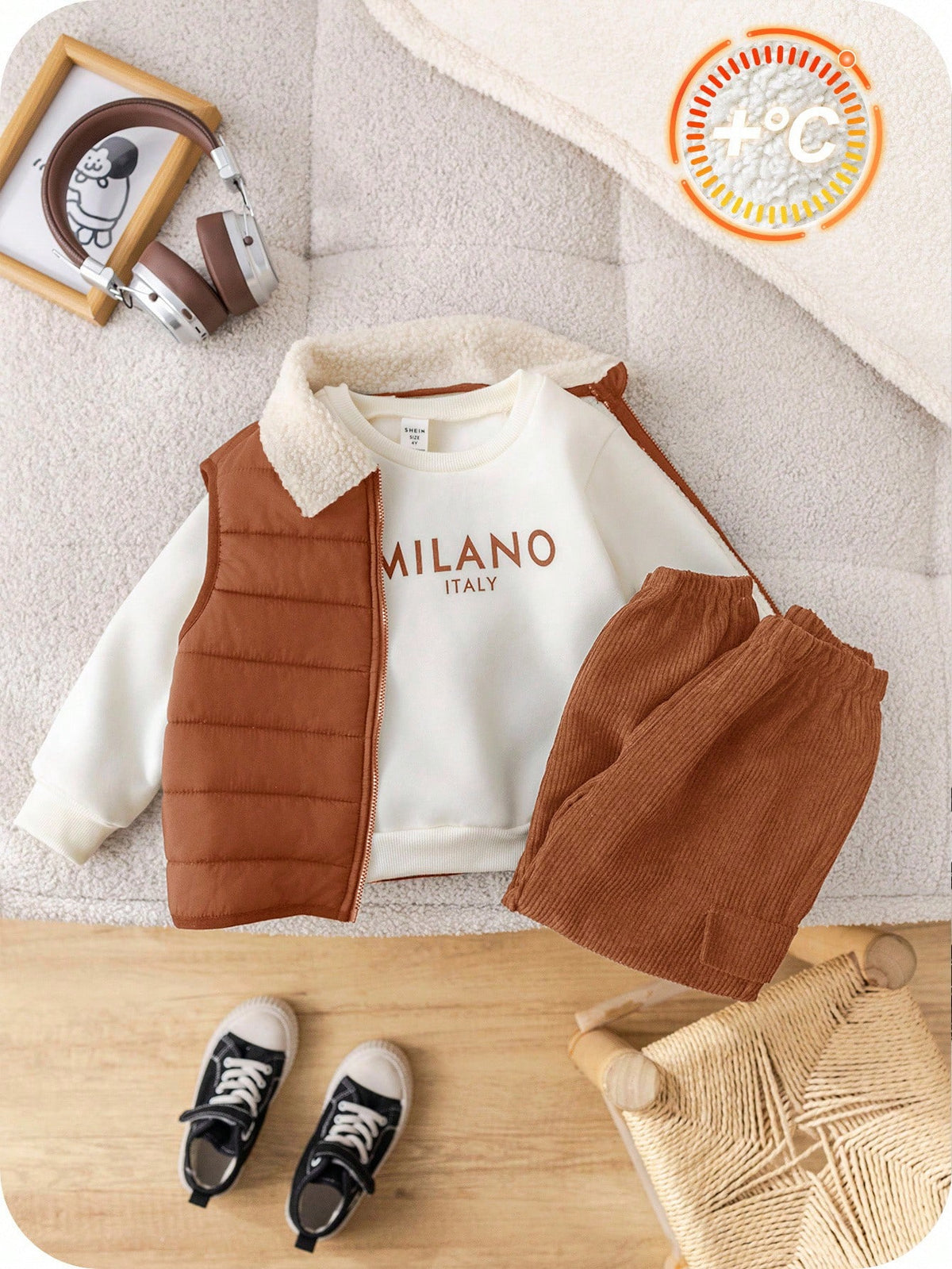 Ensemble sweat, pantalon et gilet en polaire Bambinoo x Playful Pals pour bébé garçon