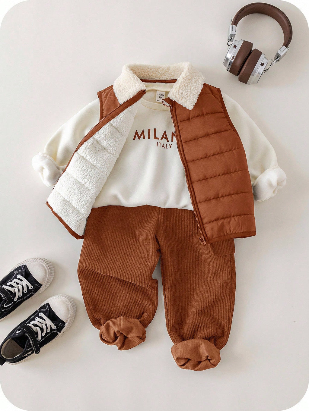 Ensemble sweat, pantalon et gilet en polaire Bambinoo x Playful Pals pour bébé garçon