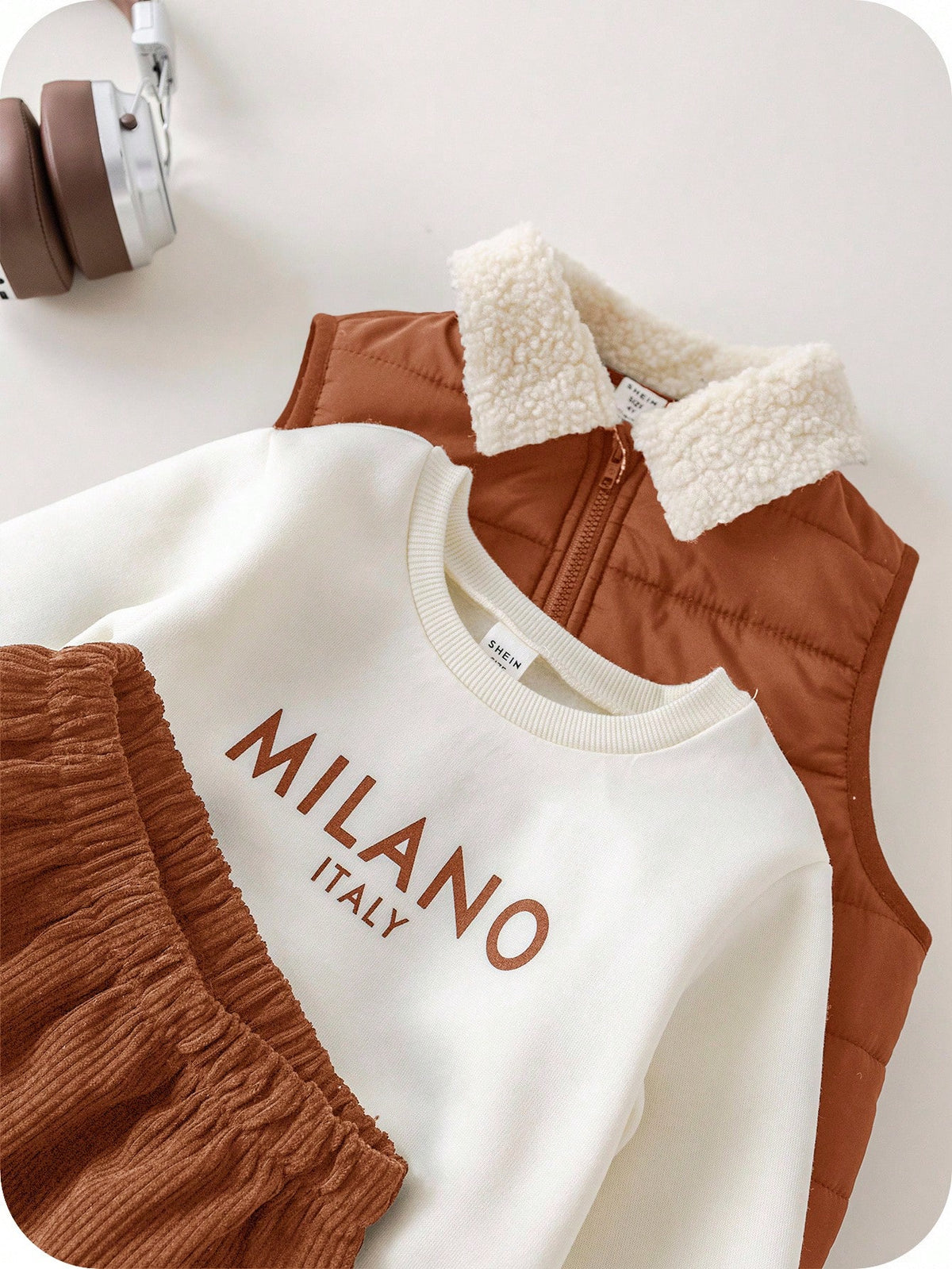 Ensemble sweat, pantalon et gilet en polaire Bambinoo x Playful Pals pour bébé garçon