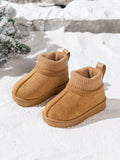 Knitted Sock Collar Snow Boots - Brown