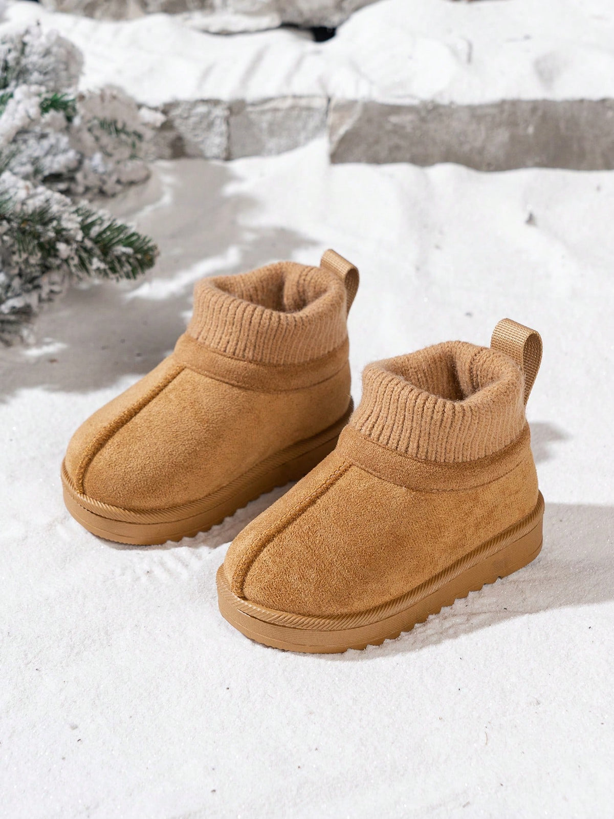 Bottes de neige à col en tricot - Marron