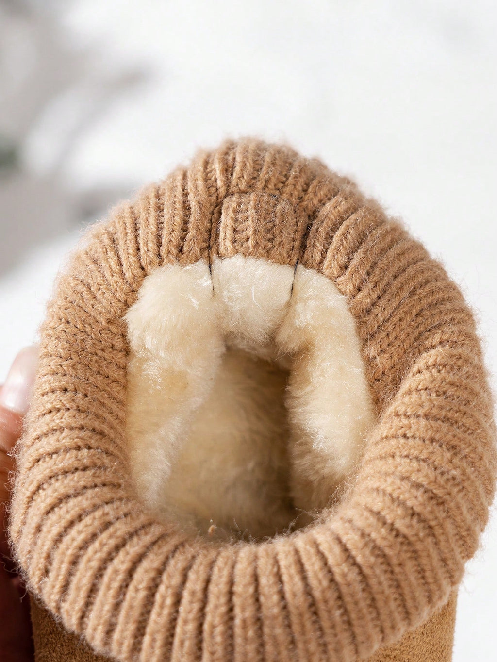 Knitted Sock Collar Snow Boots - Brown