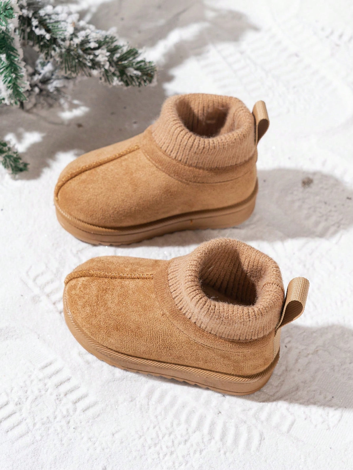 Bottes de neige à col en tricot - Marron