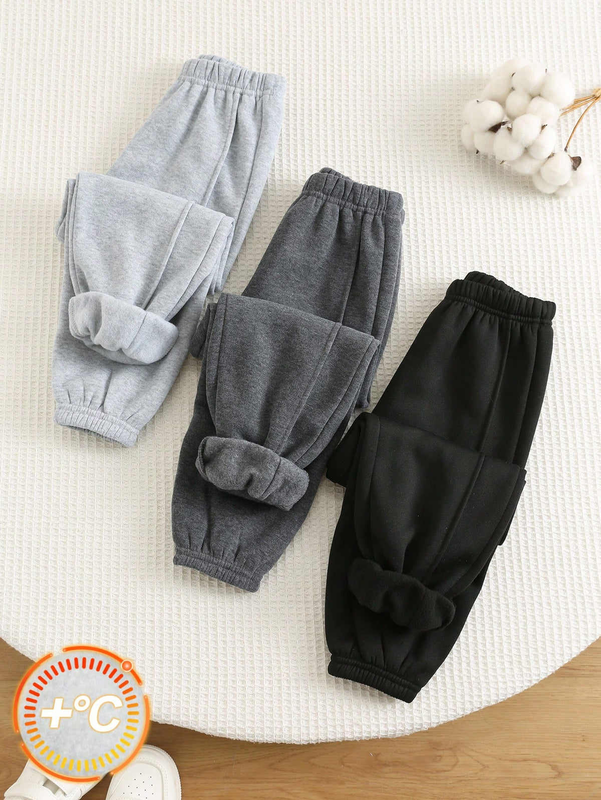Bambinoo x Playful Pals Boys' Solid Knitted Sweatpants 3-Piece Set