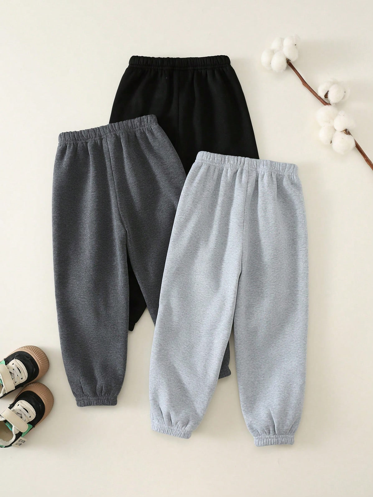 Bambinoo x Playful Pals Boys' Solid Knitted Sweatpants 3-Piece Set