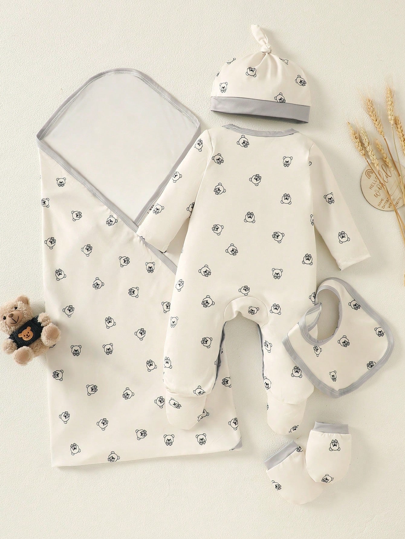 SHEIN Ensemble de 5 vêtements pour nouveau-né motif ours de dessin animé
