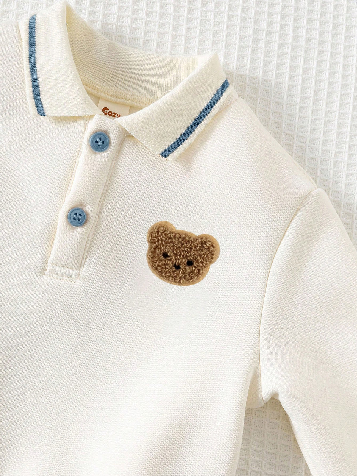 Cozy Pixies Baby Boy Bear Pattern Knit Sweatshirt Pants Set