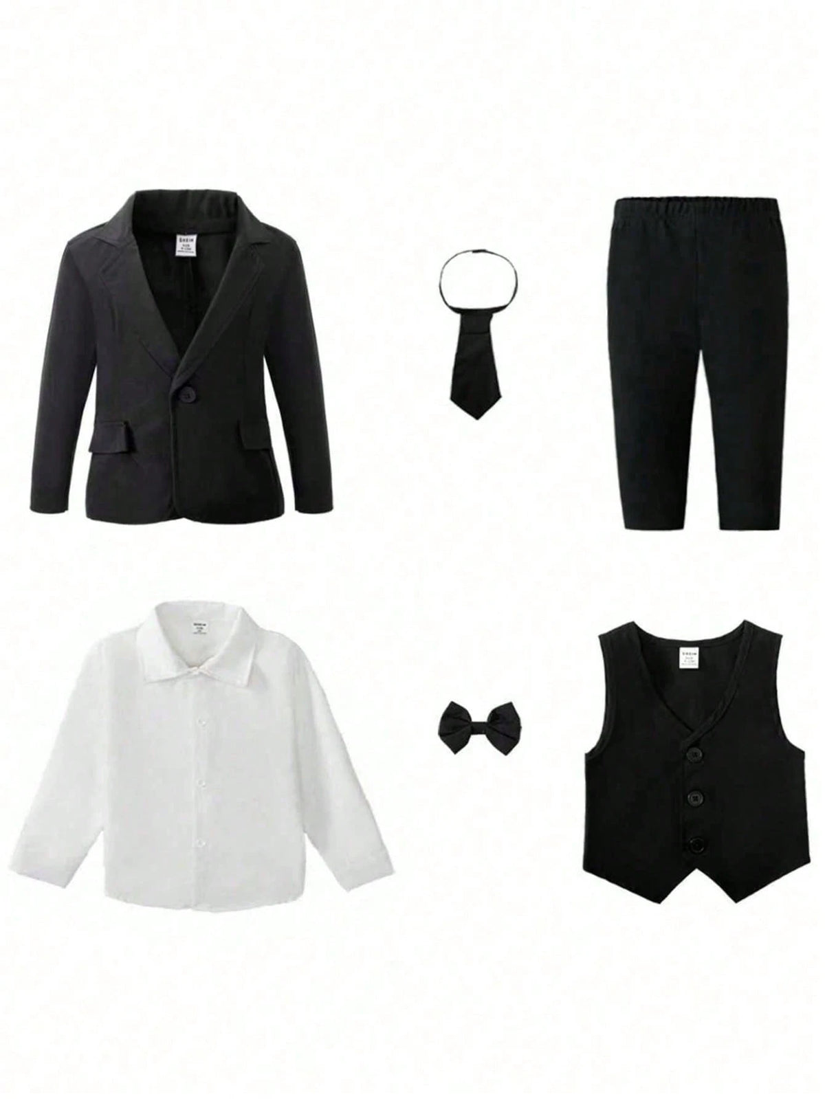 Baby Boy Blazer Vest Shirt Trouser Tie Bow Tie 6 Piece Set