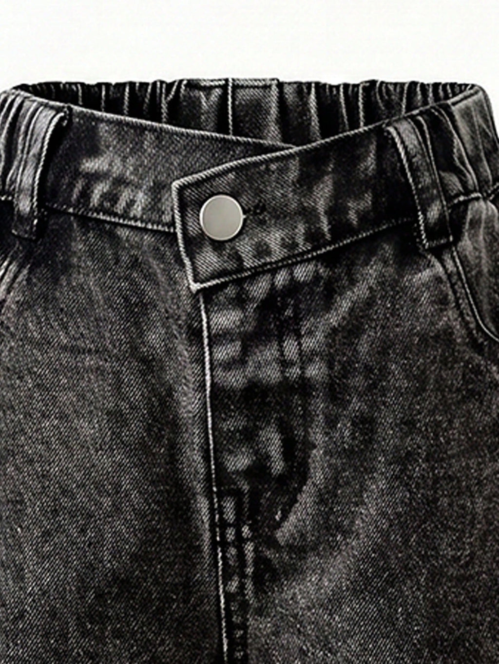 Young Girls' Vintage Grey Embroidered Straight-Leg Jeans