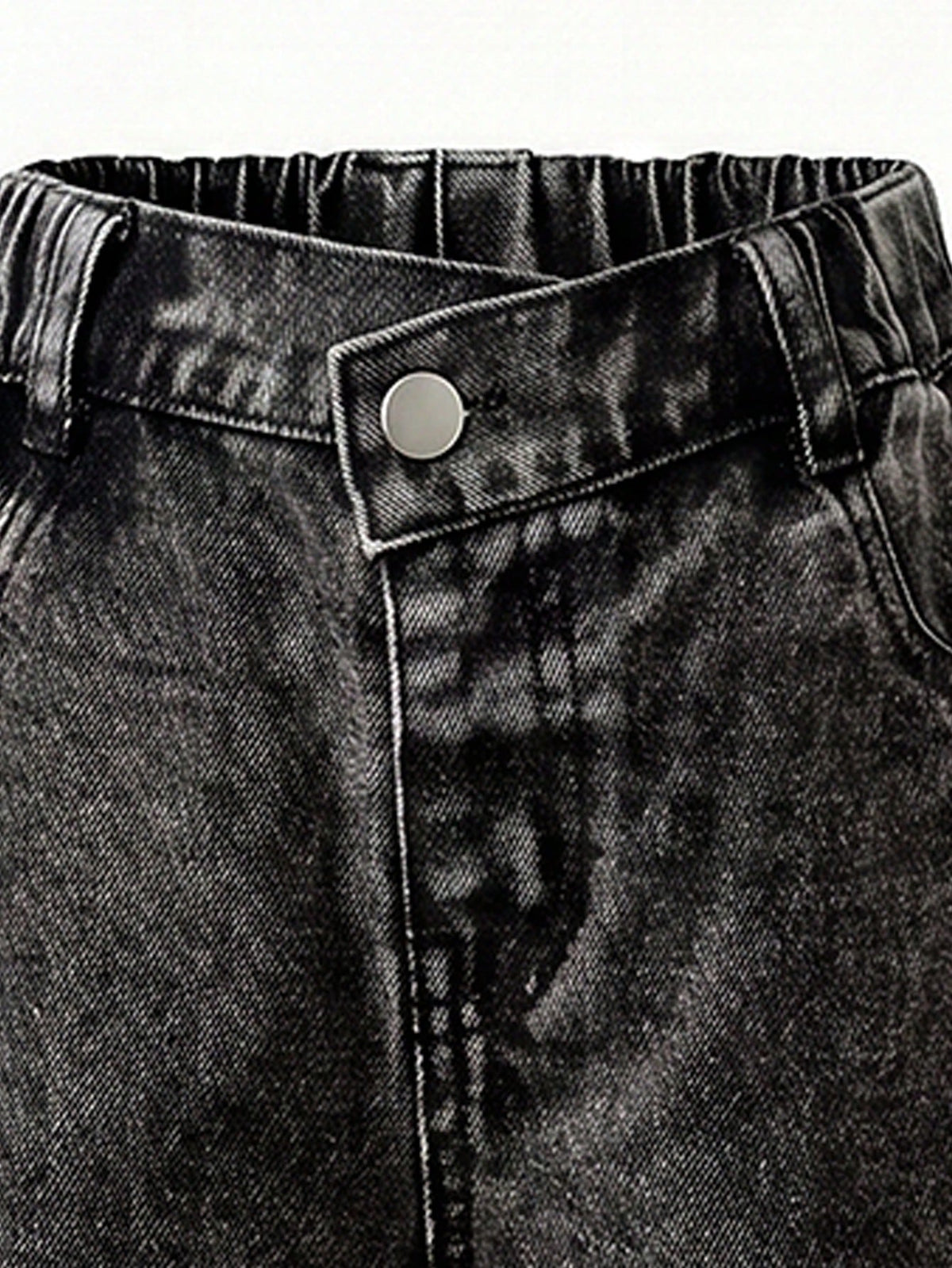 Young Girls' Vintage Grey Embroidered Straight-Leg Jeans