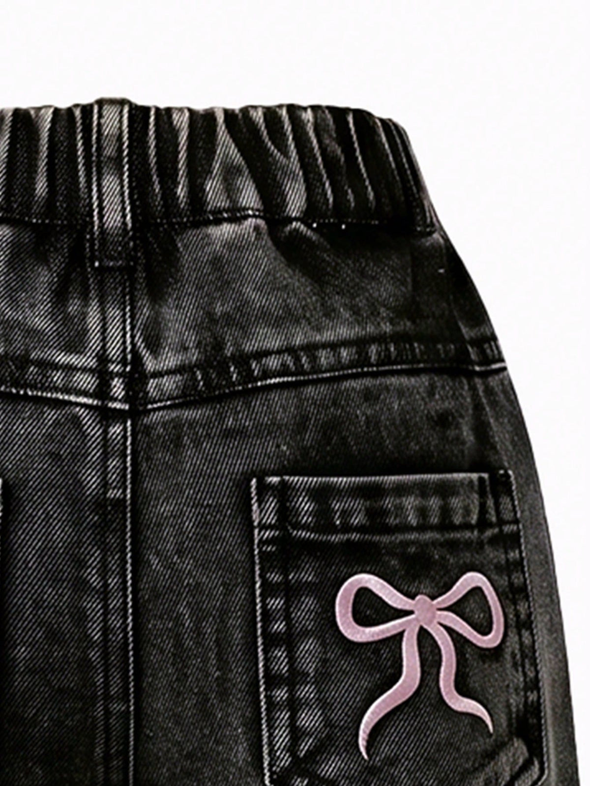 Young Girls' Vintage Grey Embroidered Straight-Leg Jeans