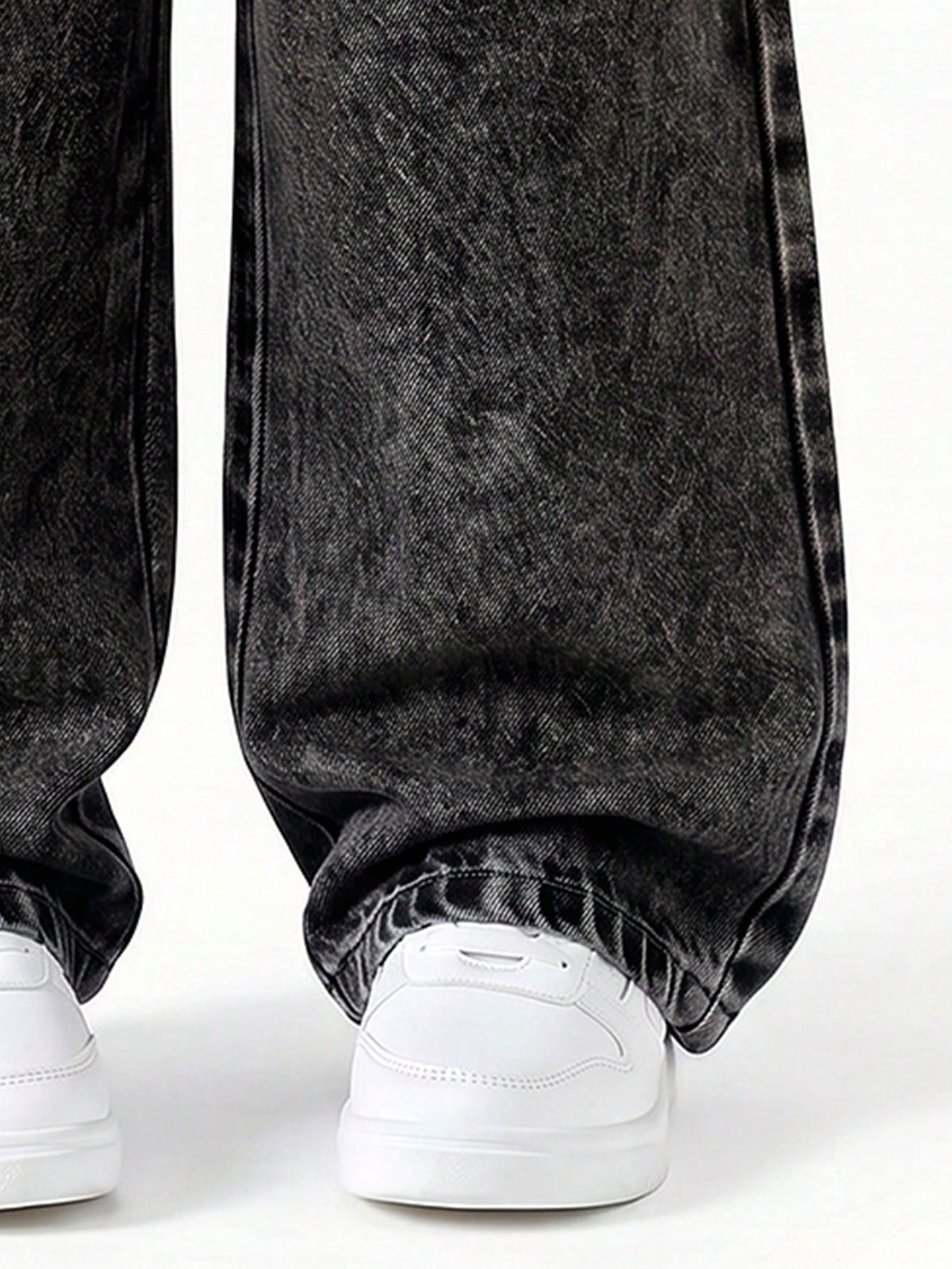 Young Girls' Vintage Grey Embroidered Straight-Leg Jeans