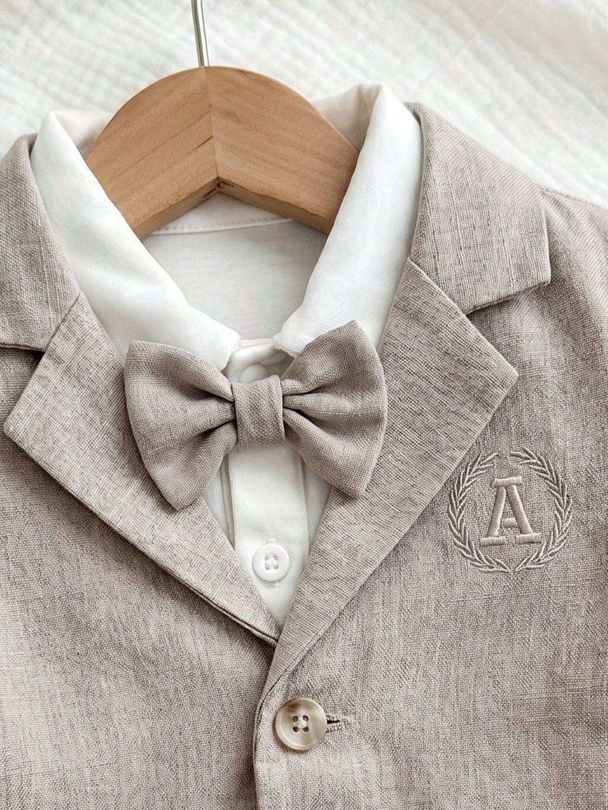 Newborn Baby Boy Khaki Preppy Gentleman 3pc Set Khaki