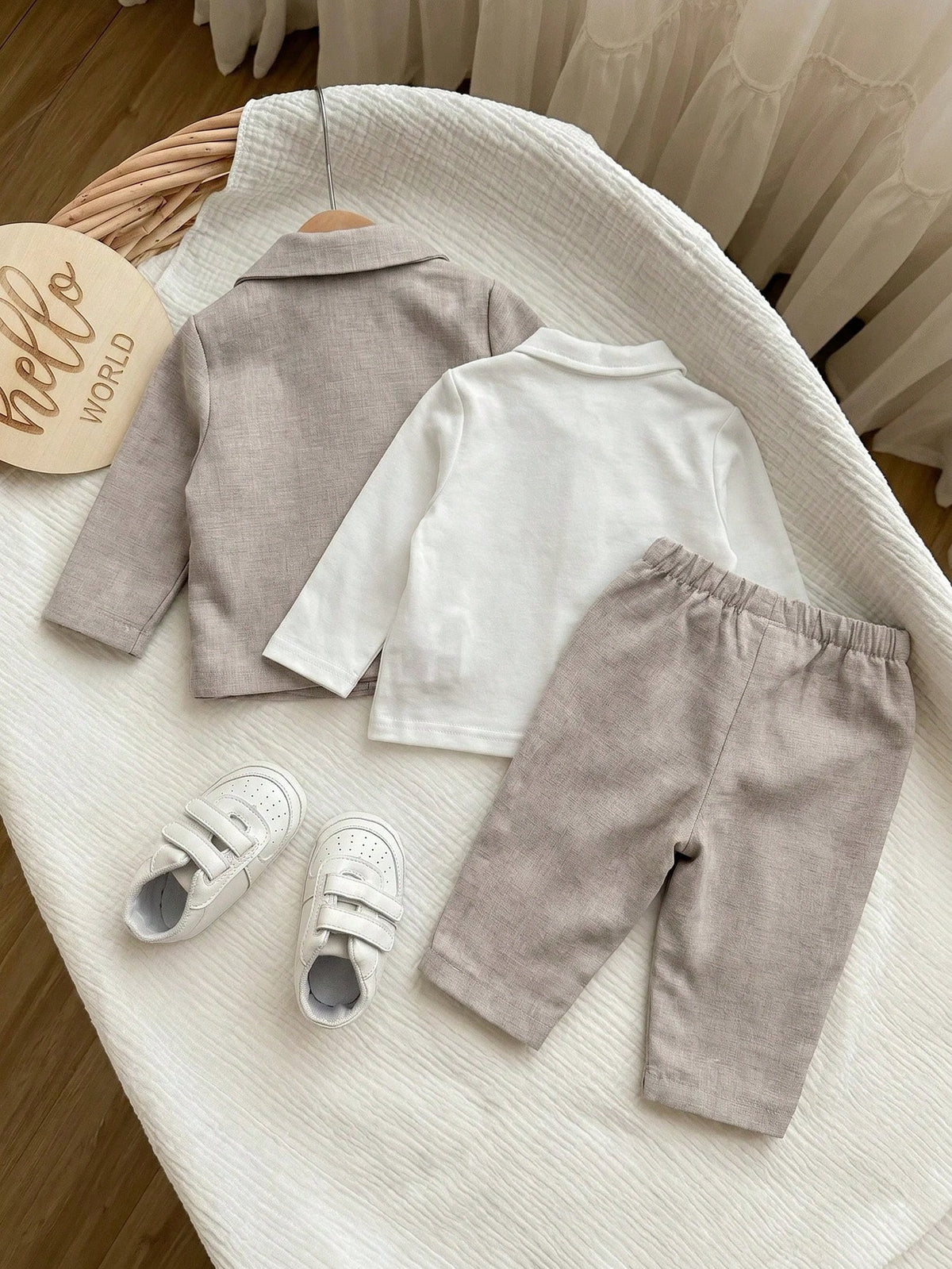 Newborn Baby Boy Khaki Preppy Gentleman 3pc Set Khaki