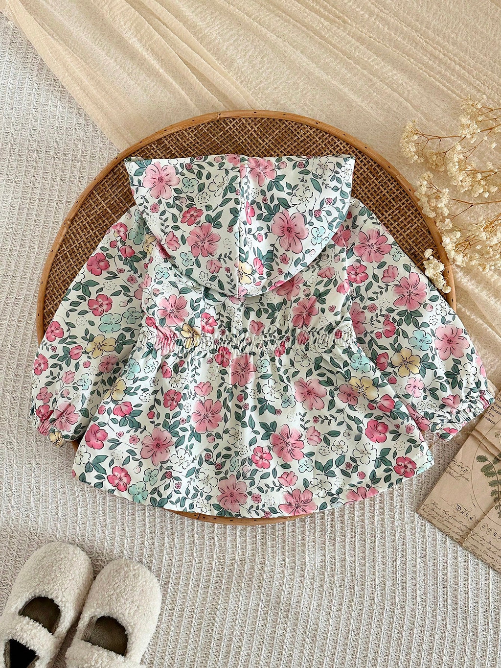 LMoss Kids Baby Girl Thermal Floral Hooded Jacket - Multicolor
