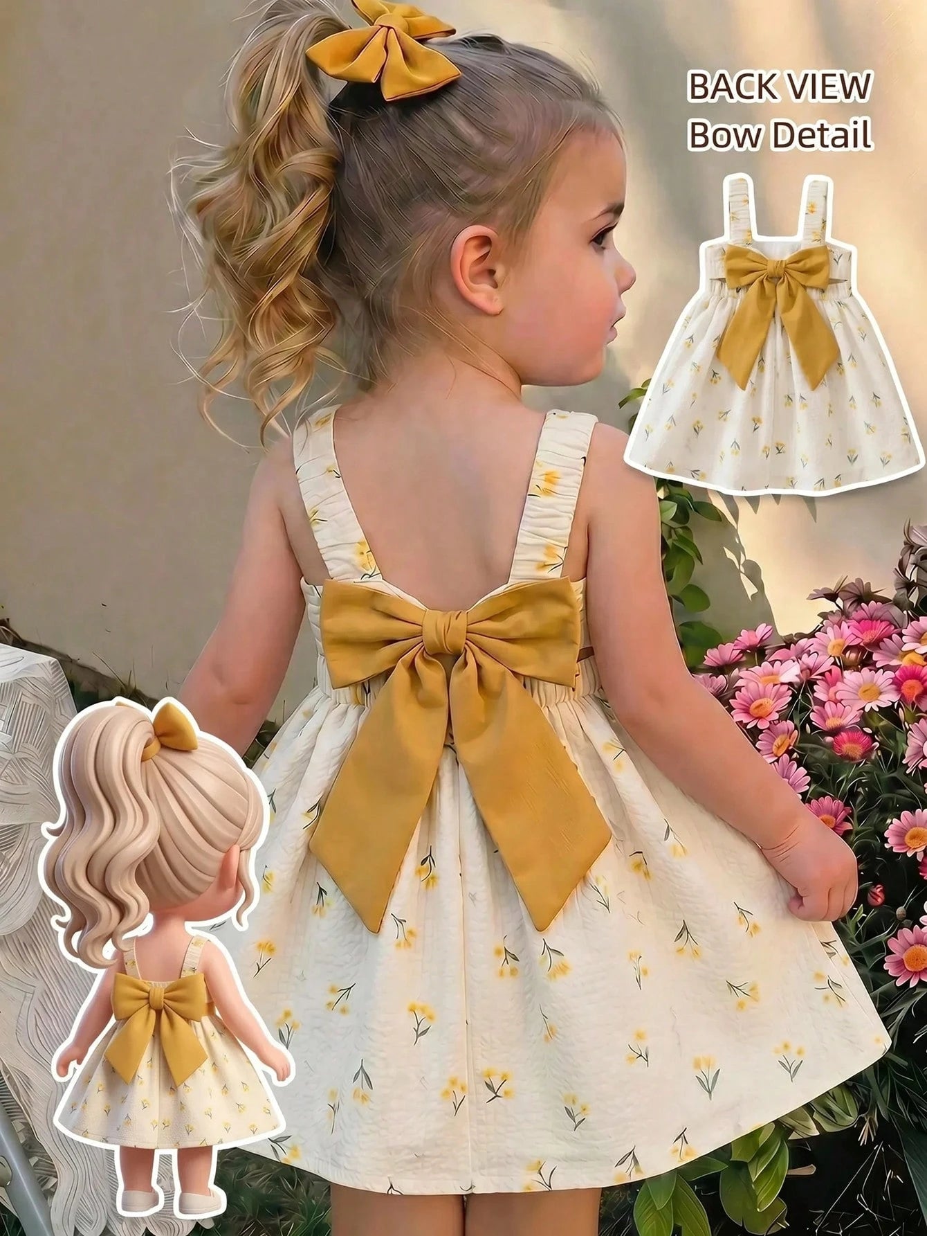 Robe sans manches décontractée imprimée florale pour bébé fille Cozy Pixies