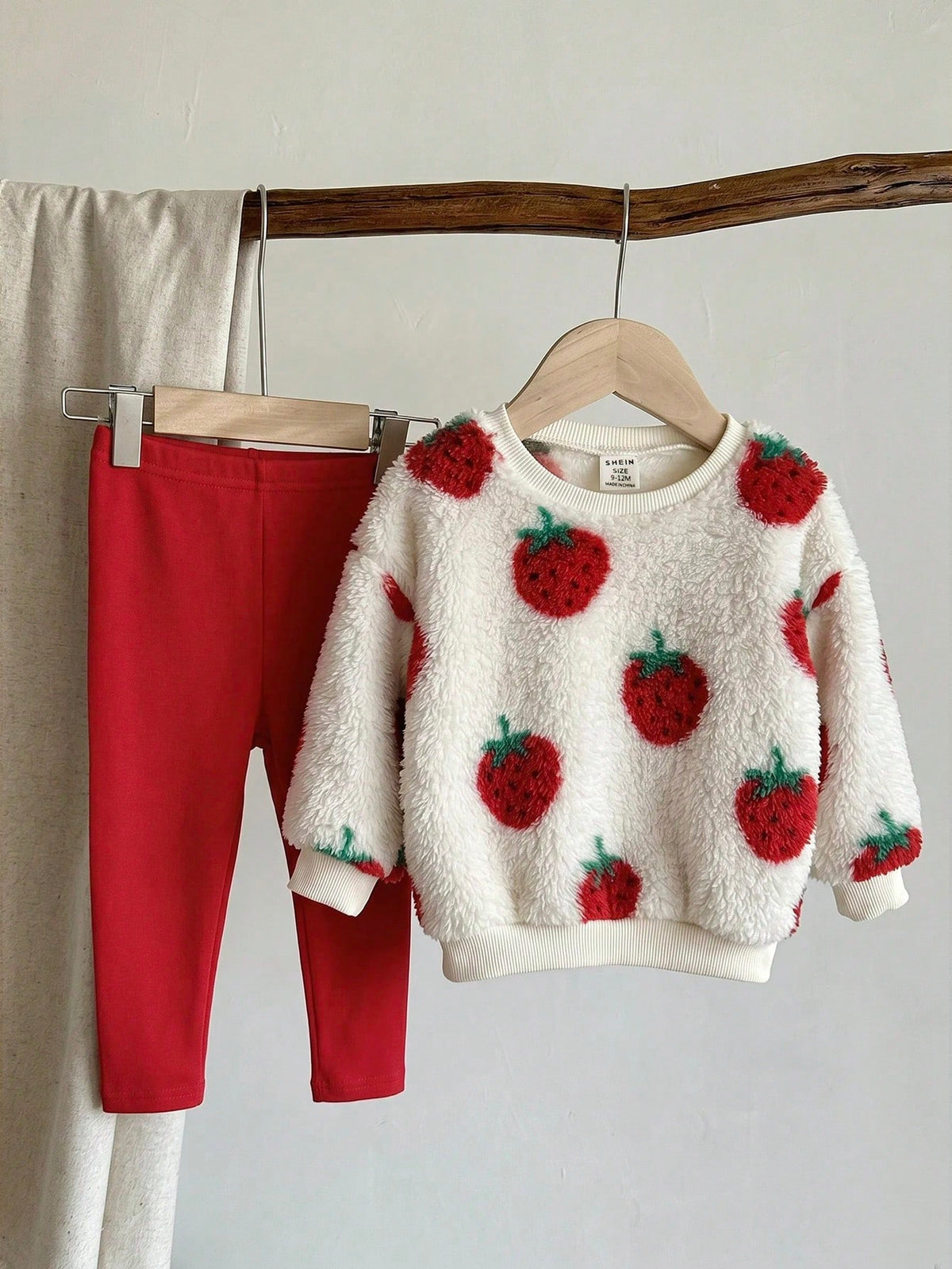 LMoss Kids Baby Girl Knitted Plush Sweatshirt Set - Multicolor