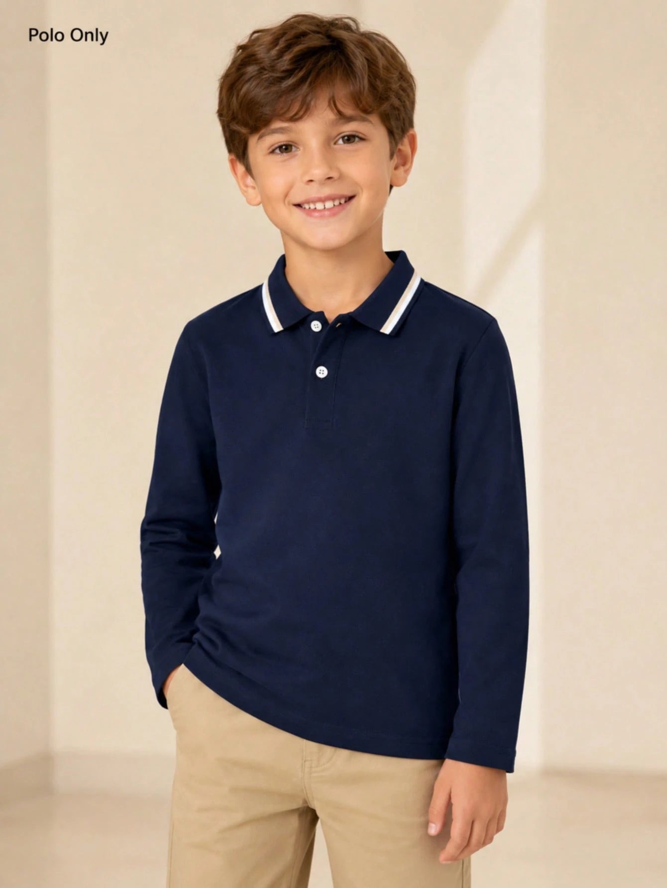 Boys' Contrast Trim Collar Polo