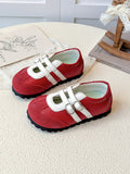 Kids' Red & White Double-Buckle Non-Slip Soft-Sole Flat Shoes