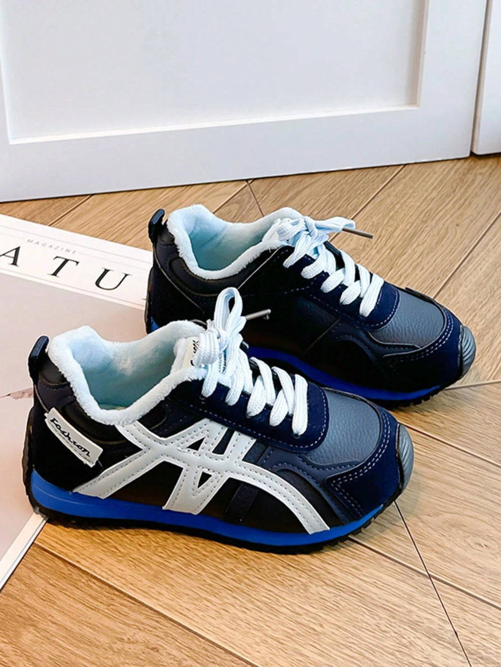 Kids Boy Thermal Lined Colorblock Training Sports Shoes