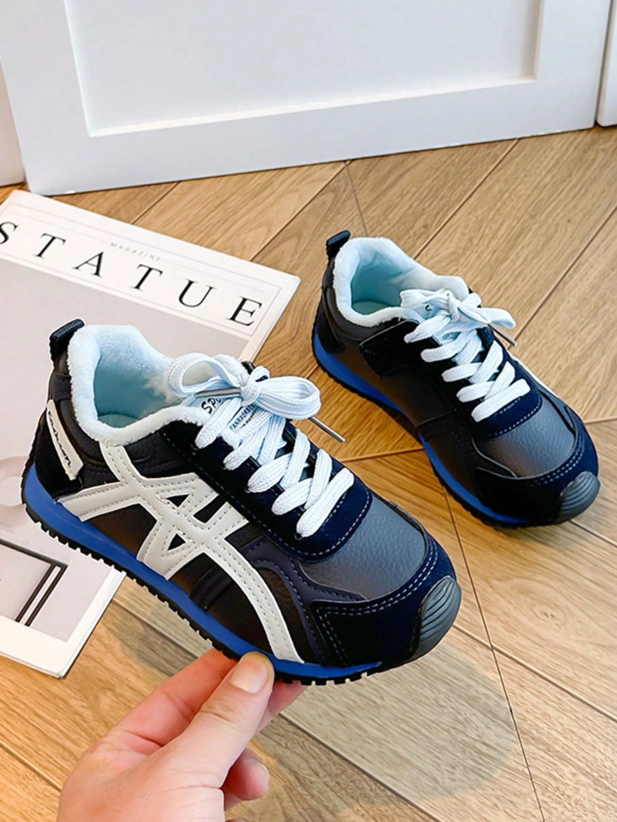 Baskets de sport d'entraînement à blocs de couleurs doublées thermiques pour garçon