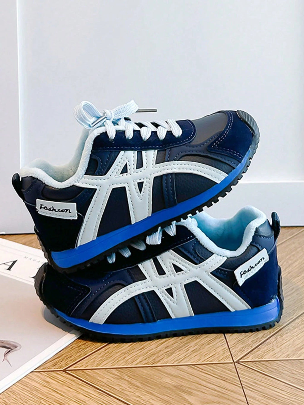 Kids Boy Thermal Lined Colorblock Training Sports Shoes