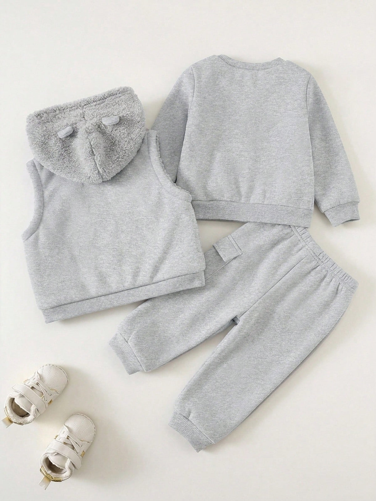 Bambinoo x Playful Pals Baby Bear Knit Hooded Vest & Joggers Set