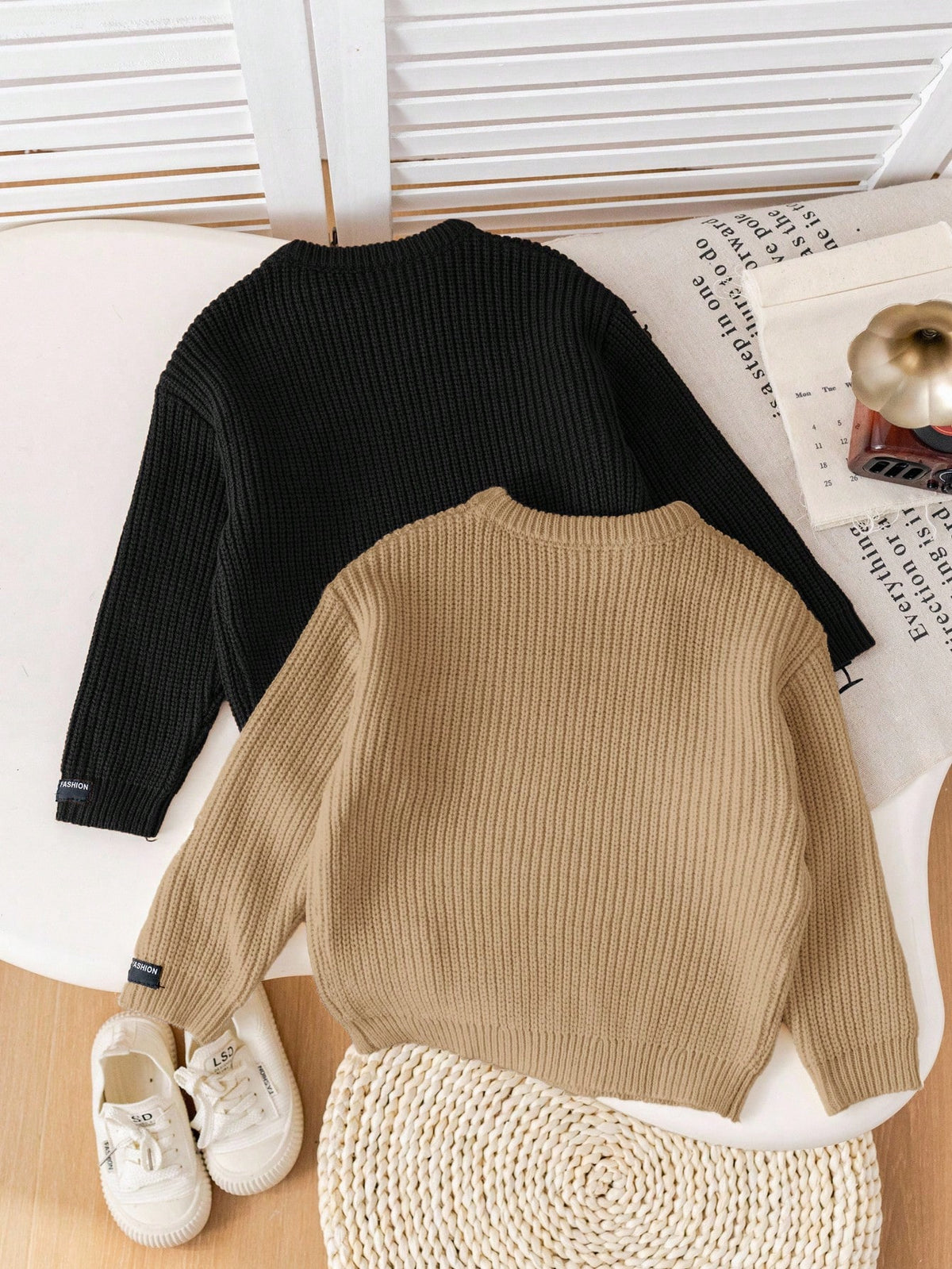 Bambinoo x Playful Pals Boys' Textured Loose Pullover Sweater Set