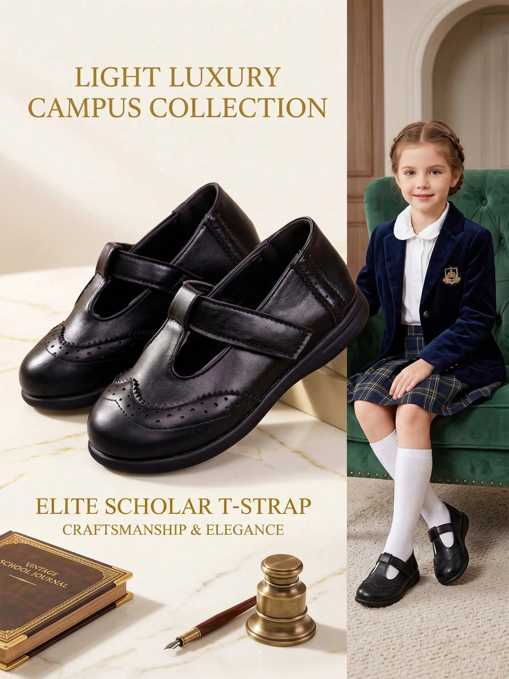 Girls' Black Brogue Mary Jane Flats