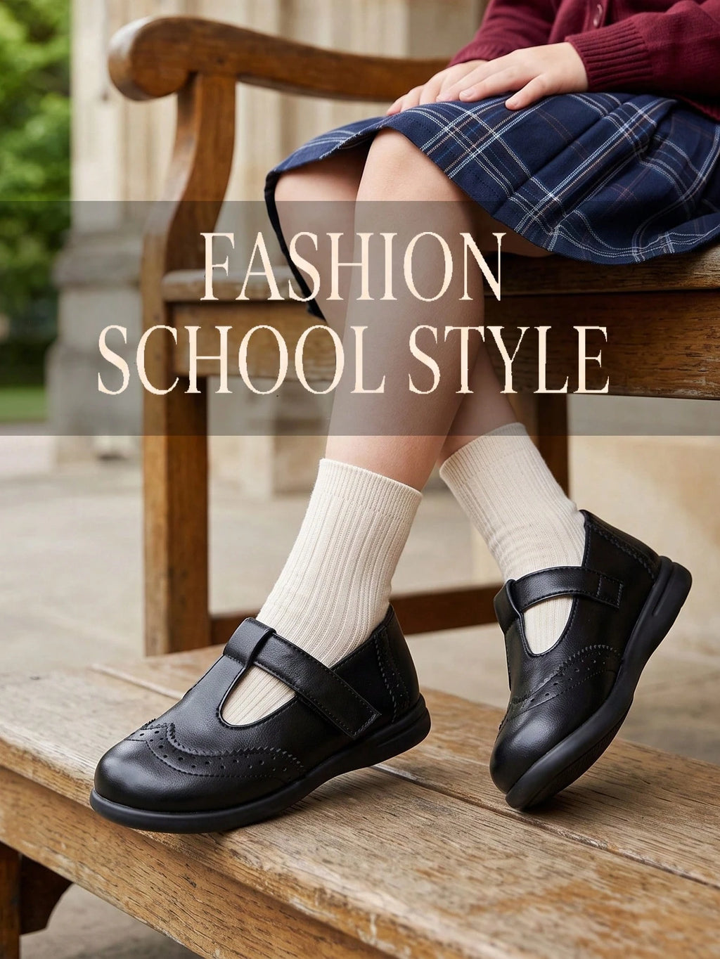 Girls' Black Brogue Mary Jane Flats