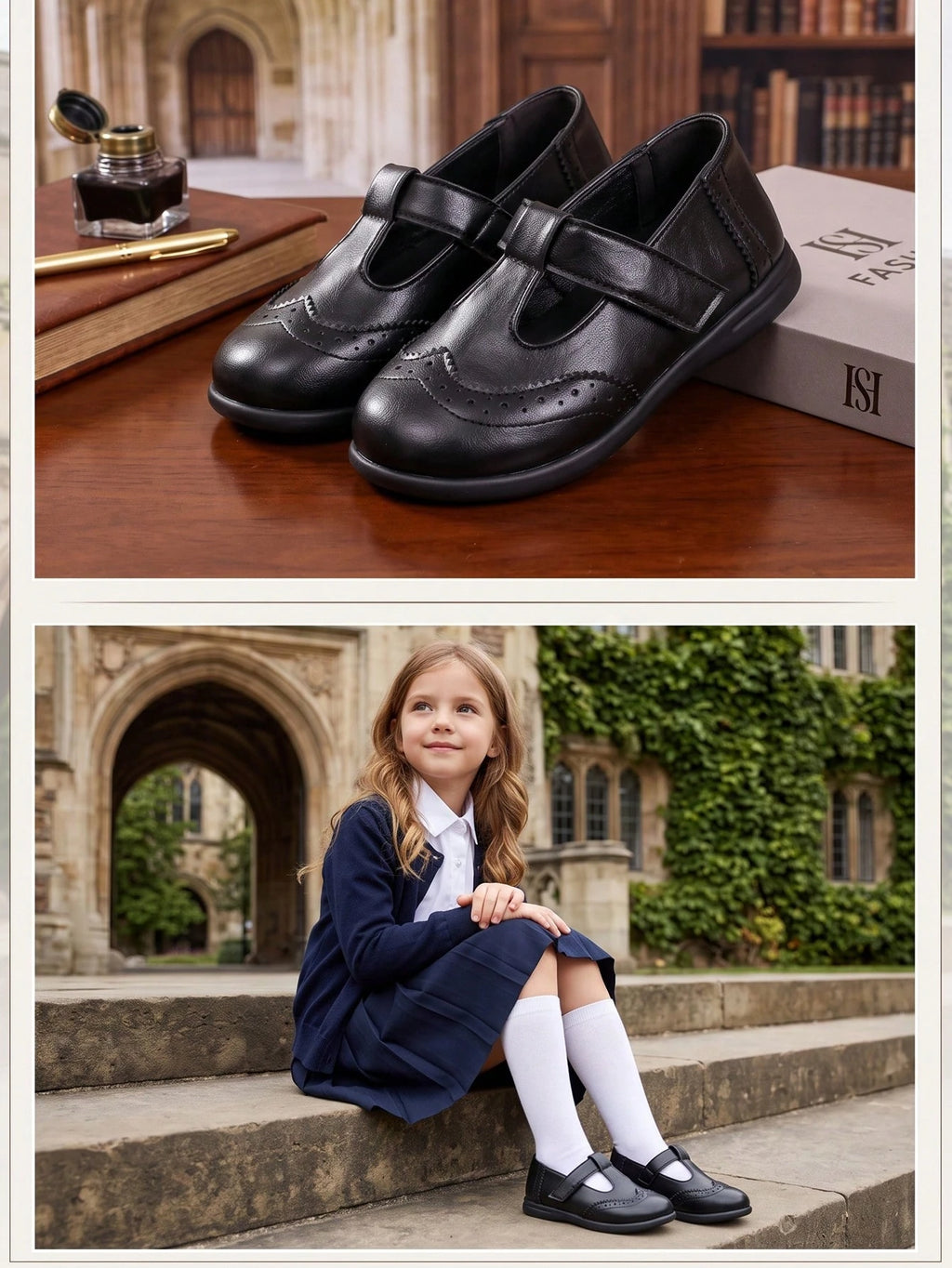 Girls' Black Brogue Mary Jane Flats