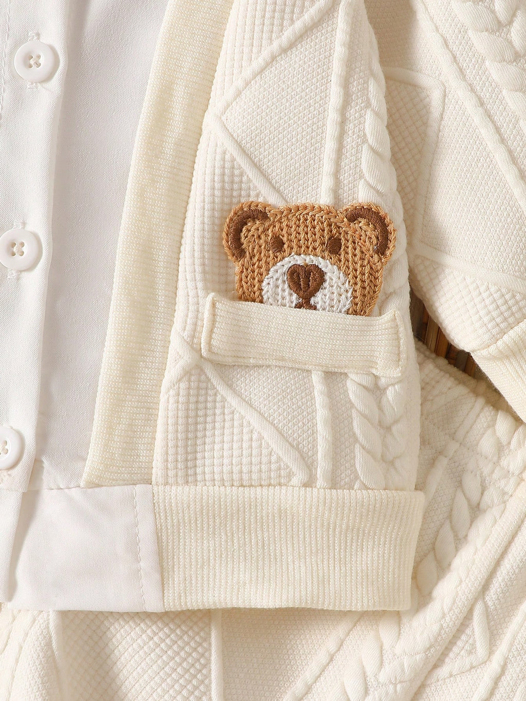 Baby Boy Apricot Jacquard Shirt Top Pants Set