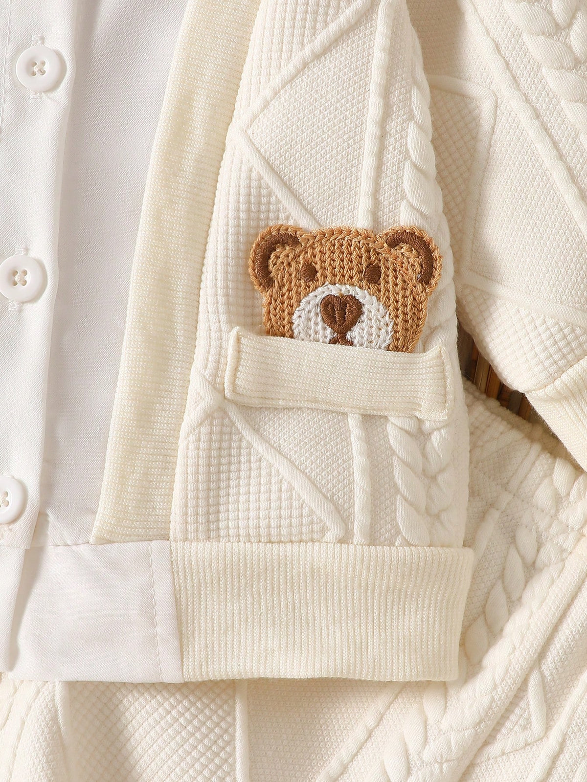 Baby Boy Apricot Jacquard Shirt Top Pants Set