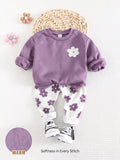 Cozy Pixies Baby Girl Floral Knit Sweatshirt Leggings Set