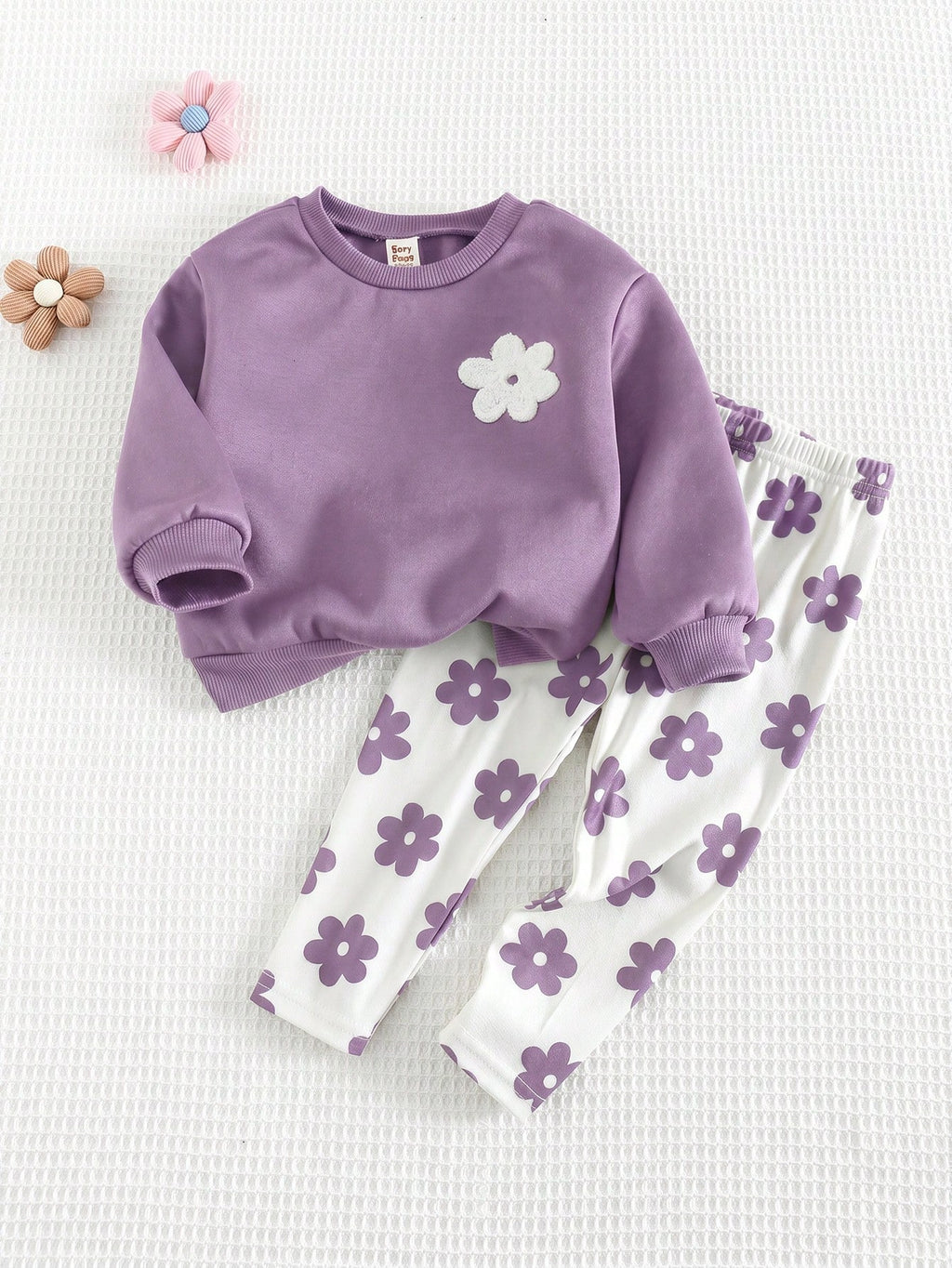 Cozy Pixies Baby Girl Floral Knit Sweatshirt Leggings Set