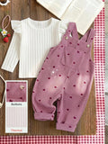 Vintaside Baby Girl Heart Embroidered Corduroy Set Pink