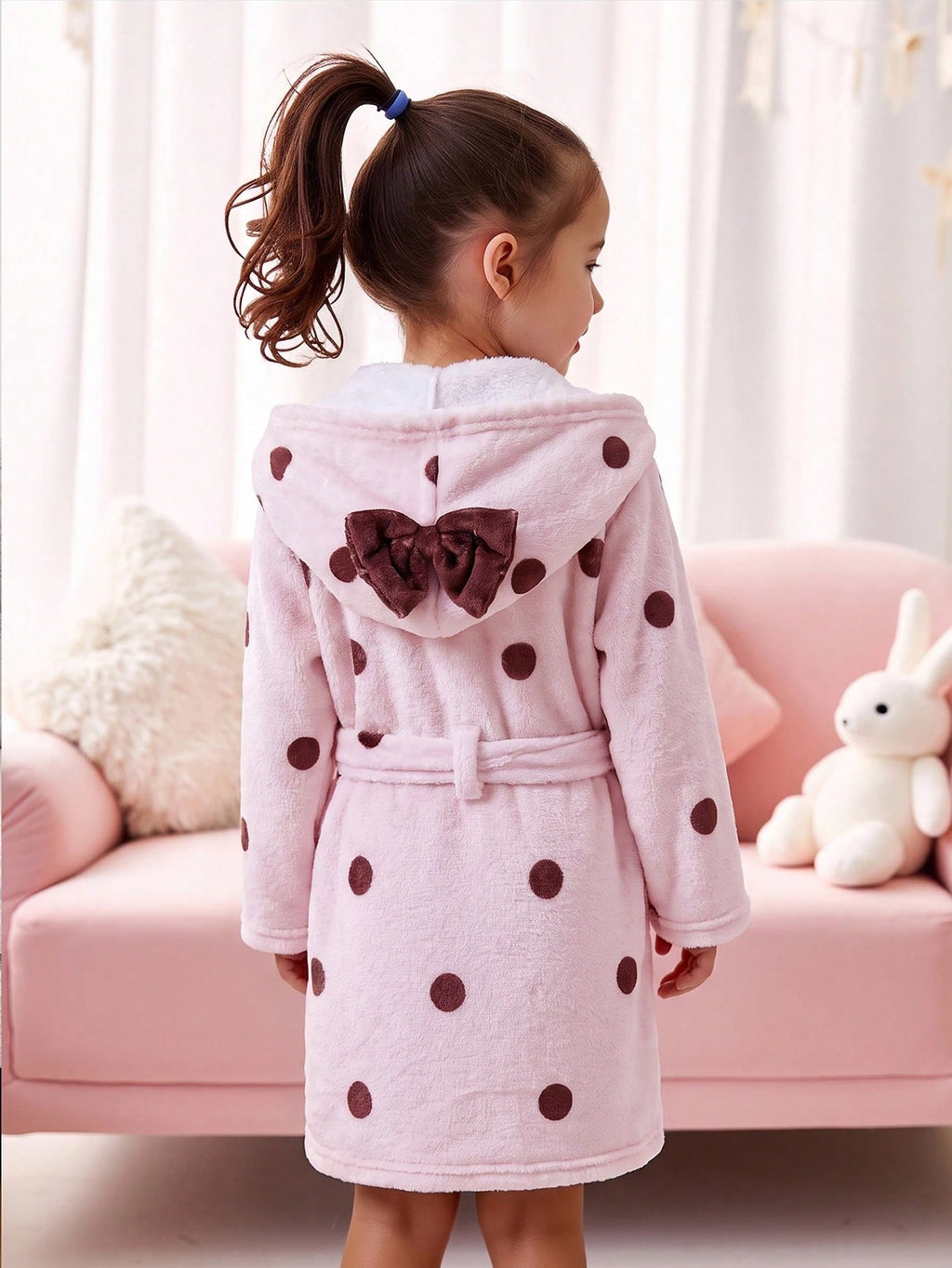 Girls' Hooded Fleece Robe Khaki