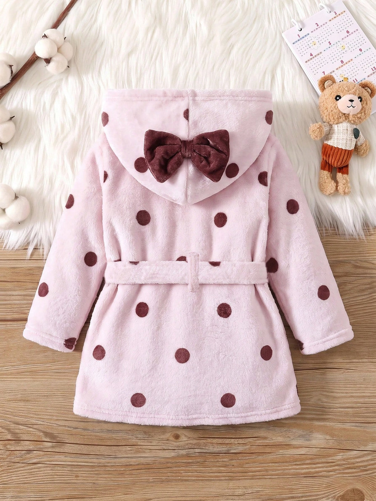 Girls' Hooded Fleece Robe Khaki
